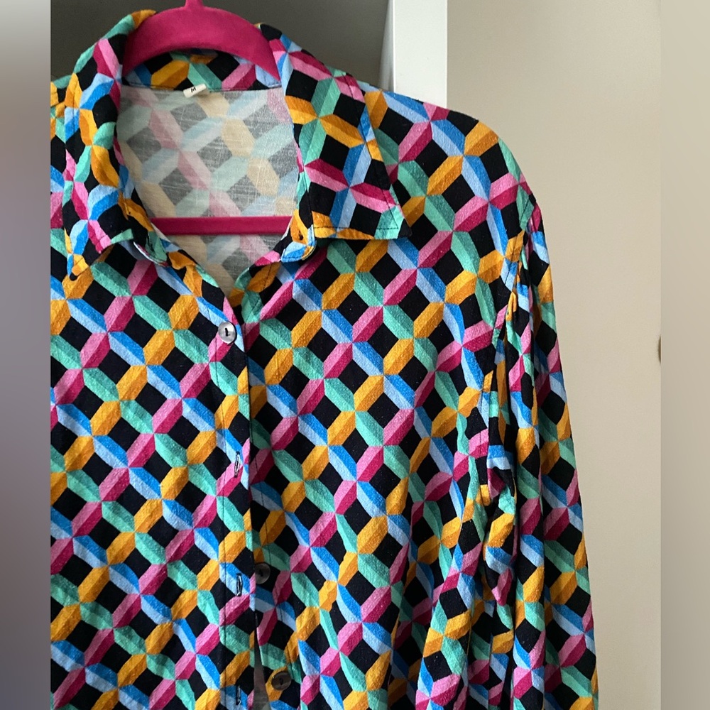 FBC Long Sleeve Soft Linen Fantasy Blouse - Picture 4 of 6